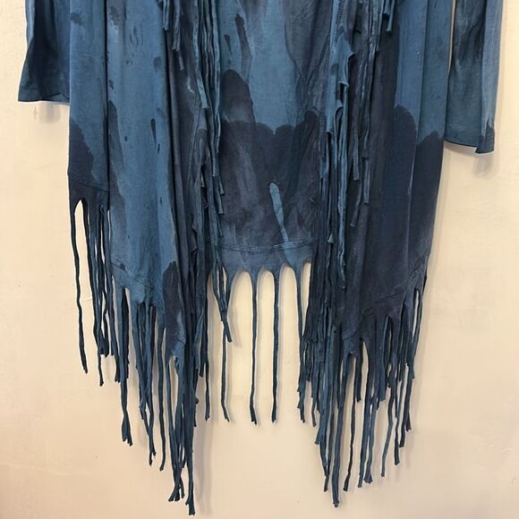Live and Let Live Teal blue fringe open cardigan Size XL New - Picture 3 of 9